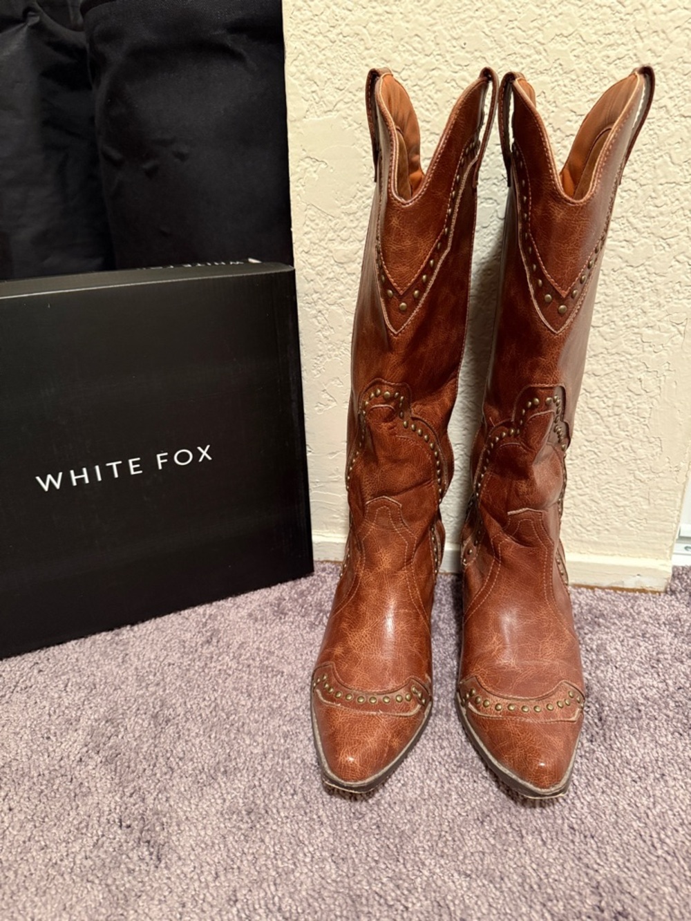 White Fox Boutique Brown Studded Western Boots